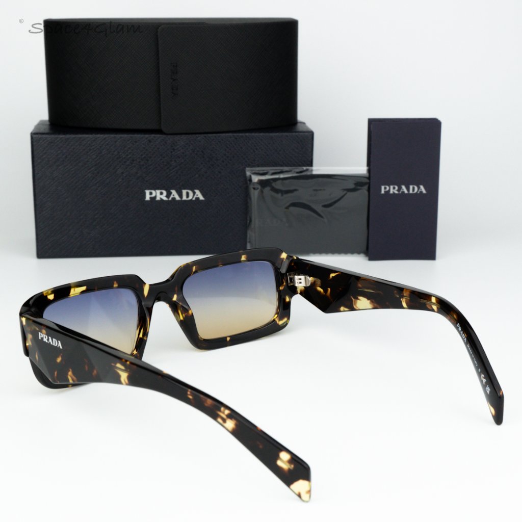 New Prada Pr27zs 16o50e Black Tortoise Gradient Yellow Blue Square Sunglasses